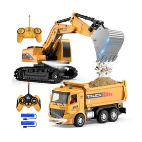 Mqdmini 689-960a Remote Control Excavator And Dump Truck Toy Set - Rc Construction V... Fast Ship