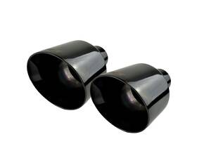 Netami Nt-2525-2 2.5 Inch To 4 Exhaust Tip Stainless Steel Double Wall Black Chrome 2 Pack