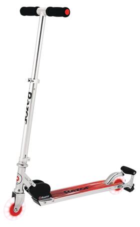 13010481 Nobrand Folding Kick Scooter - Red Led Light-up Wheels For Ages 8