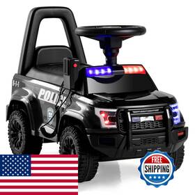 Olakids B0bkg5cmgr Ride On Push Police Car Toddler Foot-to-floor Sliding Toy Siren