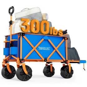 Old Bahama Bay Fl-tr-21727-p 49 Inch Extended Extra Long Beach Wagon With Big Wheels For Sand Collapsible