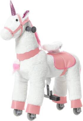 Ponyeehaw 782890455428 Walking Horse Ride On Toy Plush Animal Pink Unicorn Small Size For