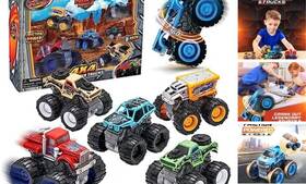 Powco T116230 Monster Trucks Toys For Boys And Girls 4-wheel Drive Friction Powered 6 Pack