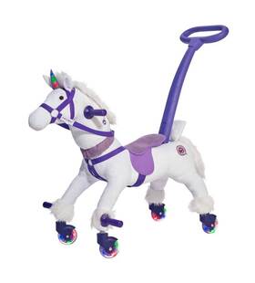 Power Pony 692041166472 Riding Toy Crystal Ride-on Unicorn For Toddlers With Lights And Sounds