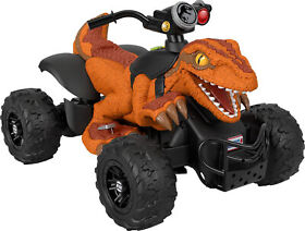 Power Wheels Jurassic World Dino Racer Orange 12v Ride On Atv For Kids