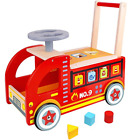 Py063 Pidoko Kids Ride On Fire Truck Wooden Push 850532007851