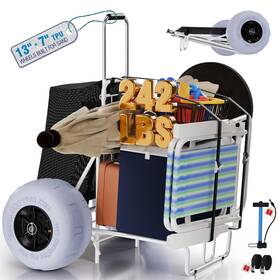 Pyy 723747401304 Beach Cart With Big Balloon Wheels For Sand Foldable Wagon Dolly Buggy T
