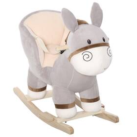 Qaba 196393154410 Kids Rocking Chair Plush Ride On Horse Donkey With Sound Wood