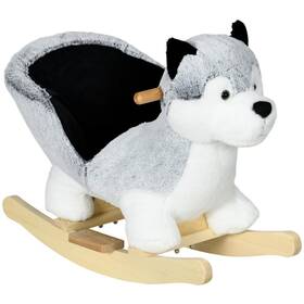 Qaba 330-162v00gy Wooden Rocking Horse Husky Themed Animal For Baby Rocke