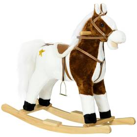 Qaba 330-166v01bn Rocking Horse With Sound Ride On Saddle Toddler Rocker Gif