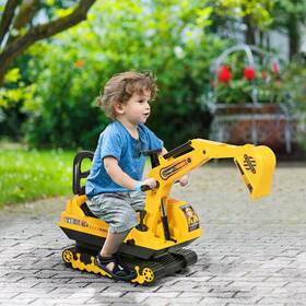 Qaba Us370-1230146 Kids Ride On Tractor With Storage Excavator Scooter Gift For