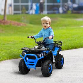 Us370-377v80bu0141 Qaba 12v Kids Atv 4 Wheeler With Spring Suspension Storage Blue