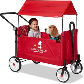 Radio Flyer 042385132594 Snoopy Folding Wagon For Kids And Pets 1 Uv Doghouse Canop