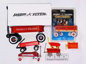 Radio Flyer 042385901107 Vtg Set Of 7 Mini Red Wagons Flyers Metal Plastic Town And Country Tinie