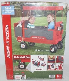 Radio Flyer B01ctugc5k New 3-in-1 All-terrain Ez Fold Wagon With Canopy Red Gray Easy To