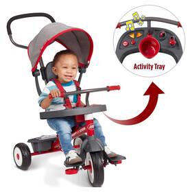 Radio Flyer Inc 313028737743 4-in-1 Stroll Ftn Trike With Activity Tray Red And Gray Tricycle For