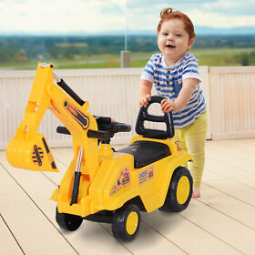 Ride On Car Toy Excavator Digger Pulling Cart Pretend Play Construction Truck