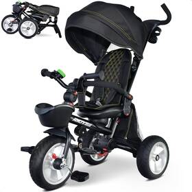 Ridyee 850063575218 7-in-1 Folding Toddler Tricycle Adjustable Push Handle All-terrain Tires