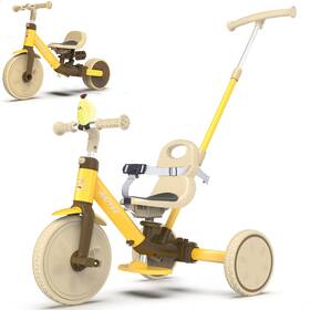 Ridyee Rdt05-yellow 5-in-1 Kids Tricycle For Toddlers 1.5-3 Tool-free Convertible Push Trik