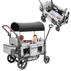 Rovique Ro-02 Wagon Stroller For 2 Kids Premium With Removable Canopy Snack