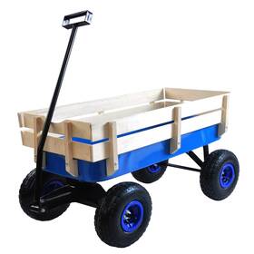79076 Sanch Ancha Heavy Duty Steel Wooden Side Support Cargo Wagon With 10 Inch All-ter