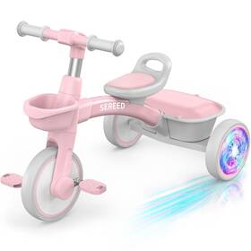 Sereed T306 Colorful Lighting Toddler Tricycle For 2-5 Years Old Girls Adjustable