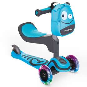 Smartrike 2020400-u-b Adjustable 3-n-1 Kids Scooter With Led Wheels And Storage Bag Blue Used
