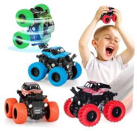 Soker Ustoy-2 4 Pack Monster Truck Toys For Boys And Girls - Friction Blue Orange Green Red