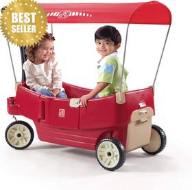 Step 2 822799 Kids Canopy Wagon Ride On Toy Stroller Alternative With Seat Belts 75 Lb