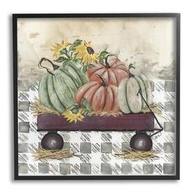 Stupell Industries 197658407593 Pumpkin Harvest Wagon Black Framed Giclee Art Design By Julie Norkus