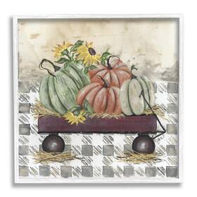 Stupell Industries 197658407654 Pumpkin Harvest Wagon White Framed Giclee Art Design By Julie Norkus