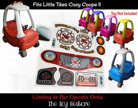 The Toy Restore 0320a7c9-c276-4 Replacement Stickers Fit Little Tikes Cozy Coupe Ii Fire Truck Engi