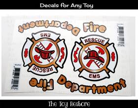The Toy Restore Bc3ee29d-9f5f-4 Fire Engine Decals Stickers Fits Step2 Little Tikes Diy Cars Trucks Vehicles