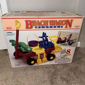 Tim Mee Toys By Processed Plastics Co. 37200 Vtg Nos Plastic Toddler Beach Wagon Playset Sealed Retro