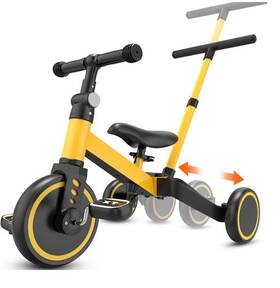 Tntants 445014954971 4 In 1 Toddler Tricycle Bike Kids For 1-5 Years Yellow Black Boy And Girl