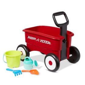 Toddler Radio Flyer Wagon Push Pull With Garden Tools Red Ages 1-4yrs