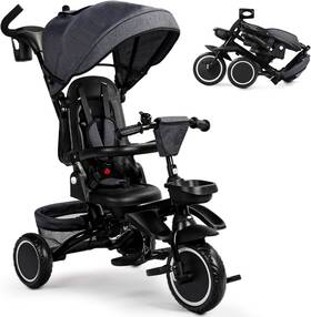 Todefull Hwg377gr Folding Kids Tricycle 8 In 1 Baby Trike With Removable And Adjustable Canopy Paren