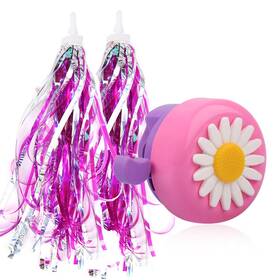 U-lian 653445208519 Kids Streamers And Bike Bell For Girls-1 Pack Flower Bicycle With 2 Pack