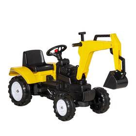 Uirio 732845942893 Kids Ride-on Toy Pedal Digger Pretend Play Construction Car With Horn Yellow