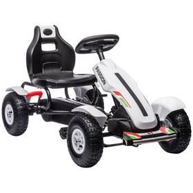 Uirio Us01-370276v00wt Kids Go Kart Adjustable Seat Rubber Wheels Pedal Ride On Car Outdoor Off-road