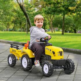 Uirio Us02-341017v00yl Ride On Excavator With Back Trailer Shovel And Rake For 3 Years Old