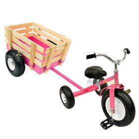Valley 685650067964 Pink Tricycle With Wagon Set Pull Along Trike Toy Outdoors Kids Exercise