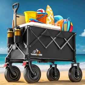 Varronobe Va00123 Big Rubber Wheels Beach Wagon Cart Foldable 9x3 All-terrain Heavy Du