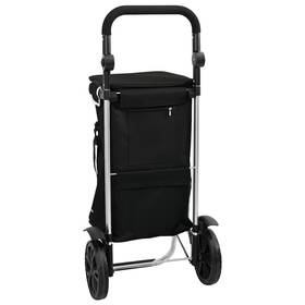 Vidaxl 721158886224 Shopping Trolley With Wheels And Adjustable Handle Black 40 L