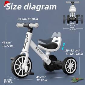 Xjd Bp210 5-in-1 Toddler Bike For 1-4 Years Old Boys Girls Tricycles Toddlers Kids