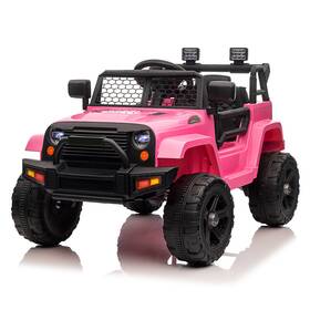 Yescom D35ktr002-12v4.5a-12 12v Kids Ride On Truck Car Jeep With Remote Control Led 3 Speeds Pink