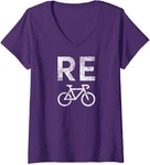 Earth Day Recycle Bicycle Pun Environment Recycling Ladies' V-neck Tshirt. Fixed Price $17.49.