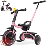 Ridyee Pink Tricycle Toddler 18M-5YR Removable Push Handle Adjustable Seat. Fixed Price $74.62.