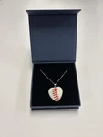 Baseball Seam Silver Heart Pendant Necklace. Fixed Price $21.99.
