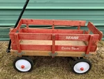 1970S Sears Country Squire Wooden Pull Wagon By Radio Flyer Red Vintage. Fixed Price $200.00.